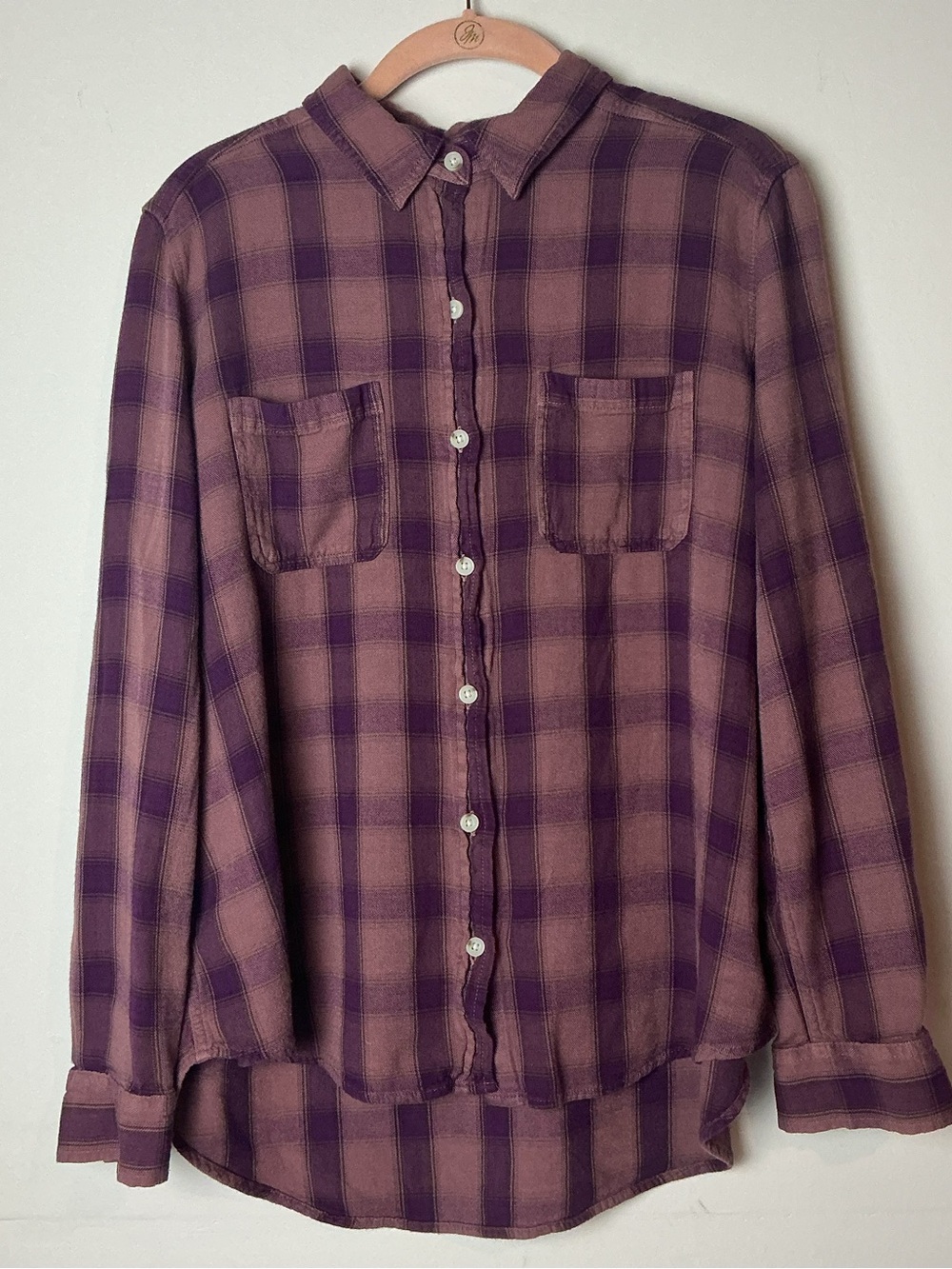 Mossimo Supply Co. Purple Plaid Button-Down Women’s Shirt Size L